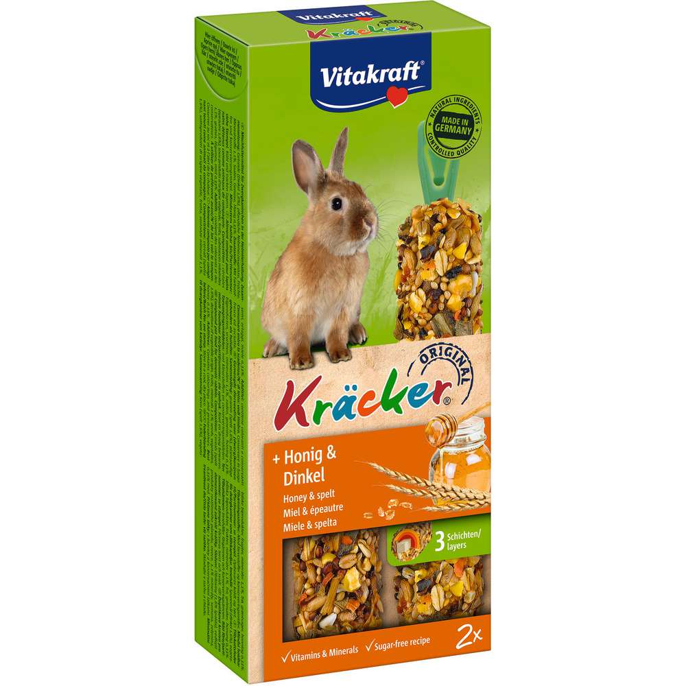 Produktabbildung Vitakraft Kleintierfutter, Cräcker, Honig und Dinkel, 2 Stück