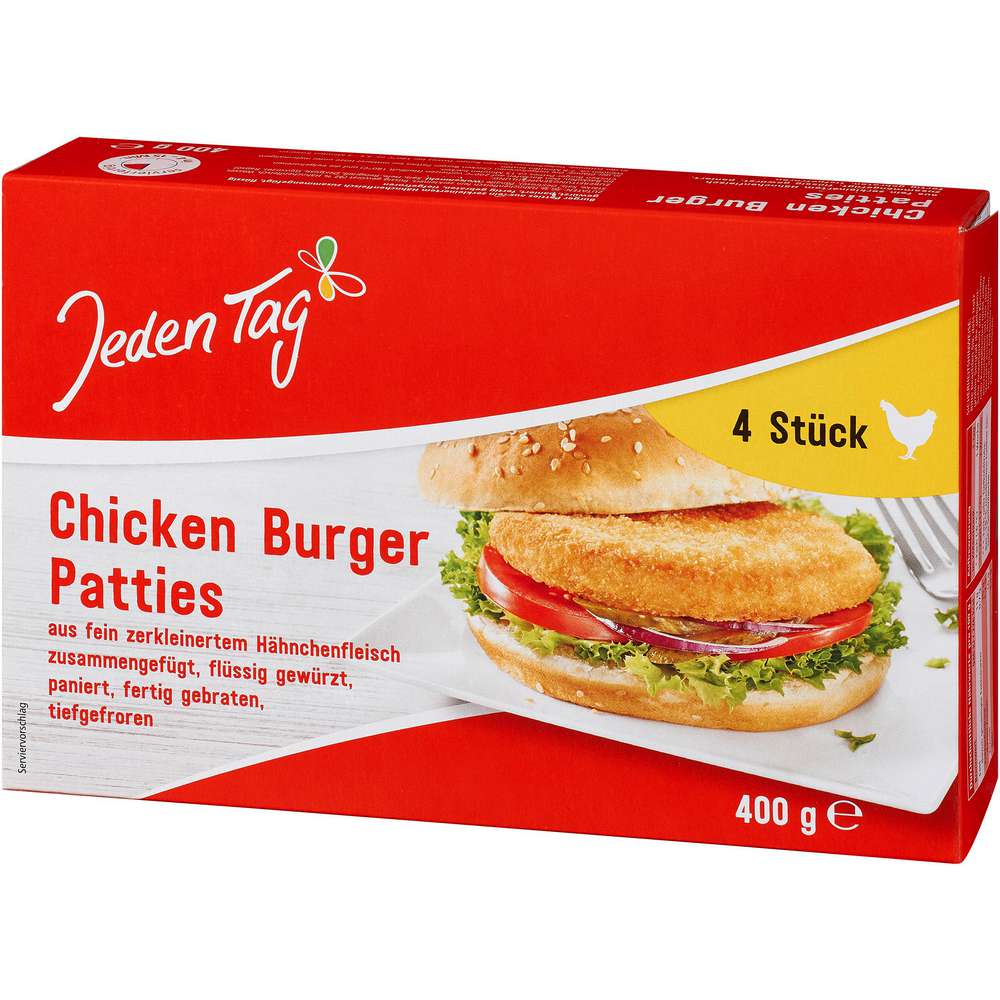 Produktabbildung Jeden Tag Chicken Burger Patties 4x100g