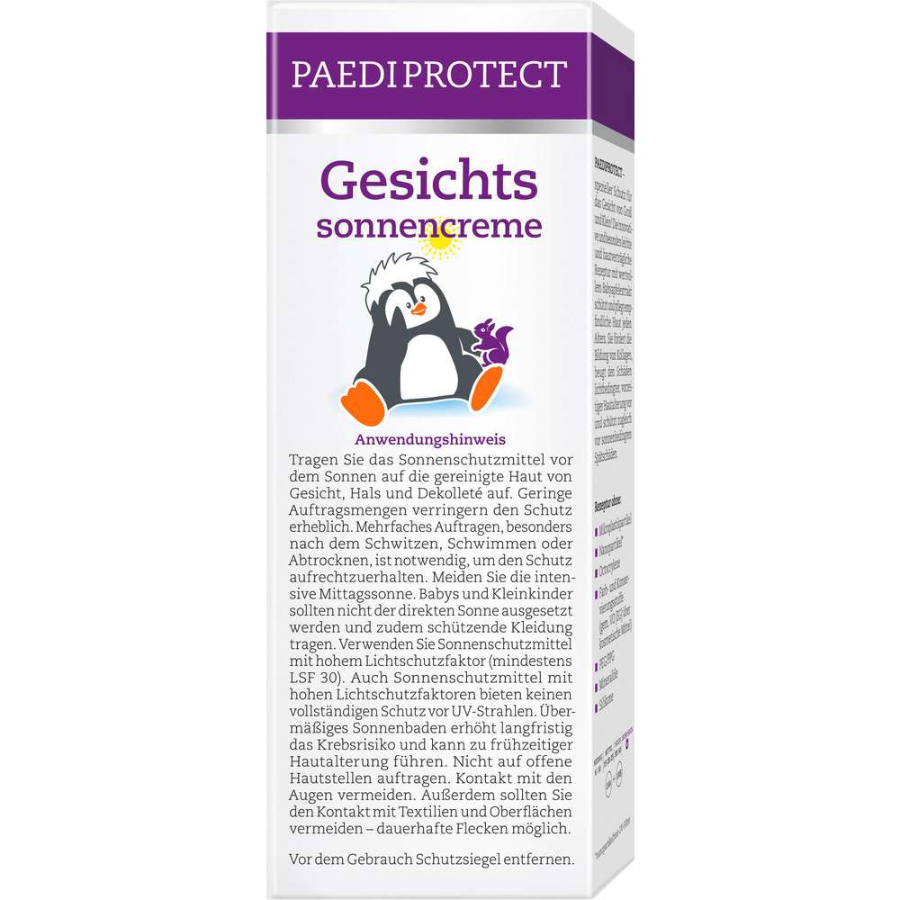 Produktabbildung Paedi Protect Gesichtssonnencreme, für Kinder, LSF50+