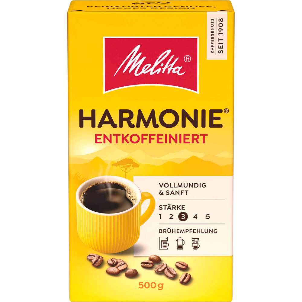 Produktabbildung Melitta Kaffee Harmonie entkoffeiniert, gemahlen