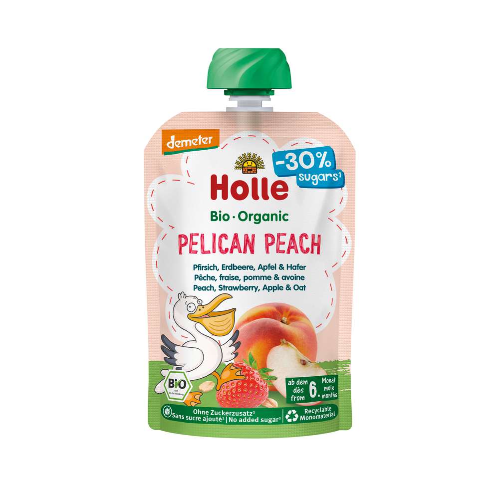 Produktabbildung Holle Bio Fruchtquatsch, Pfirsich/Erdbeere/Apfel/Hafer