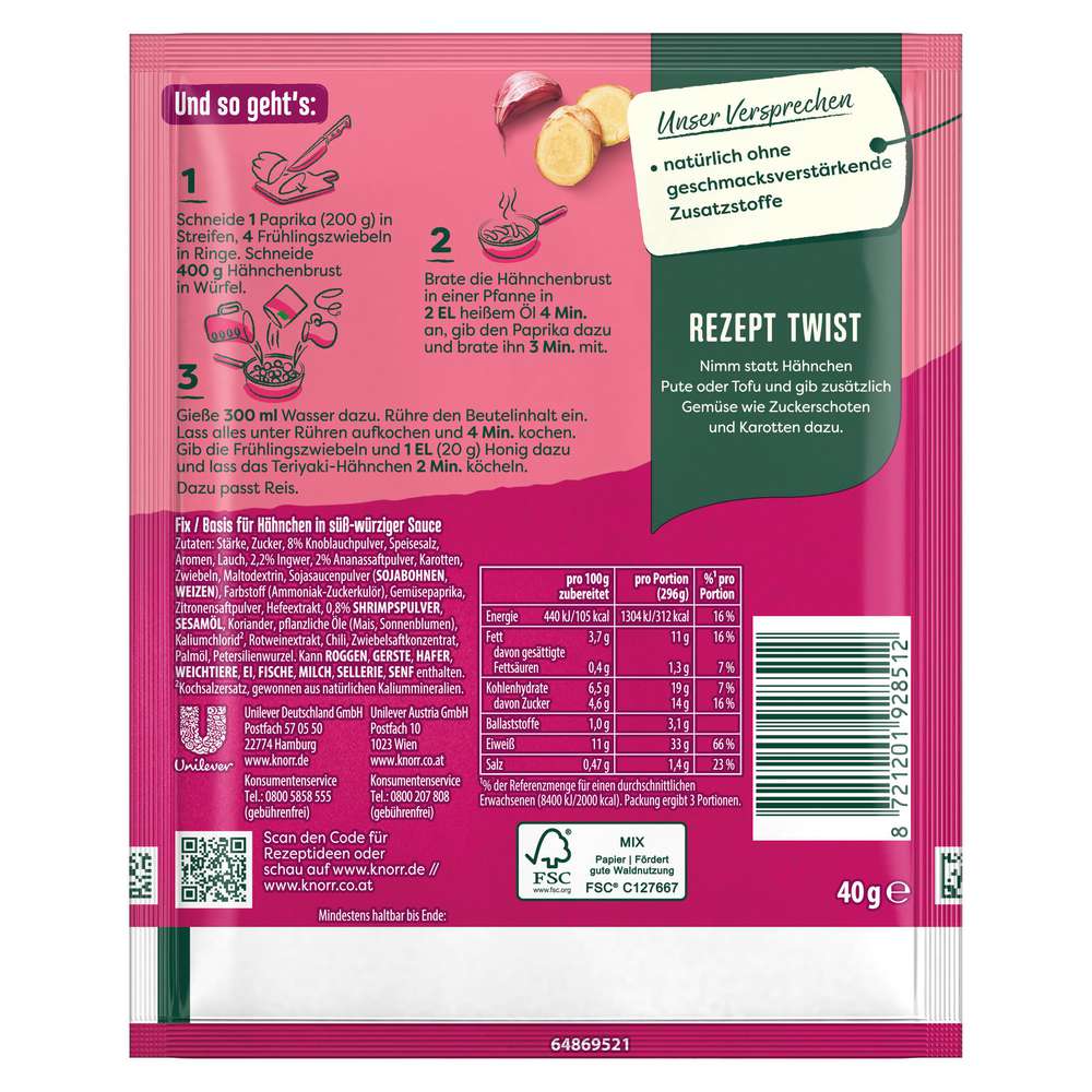 Produktabbildung Knorr Fix Würzmischung, Chicken Teryaki