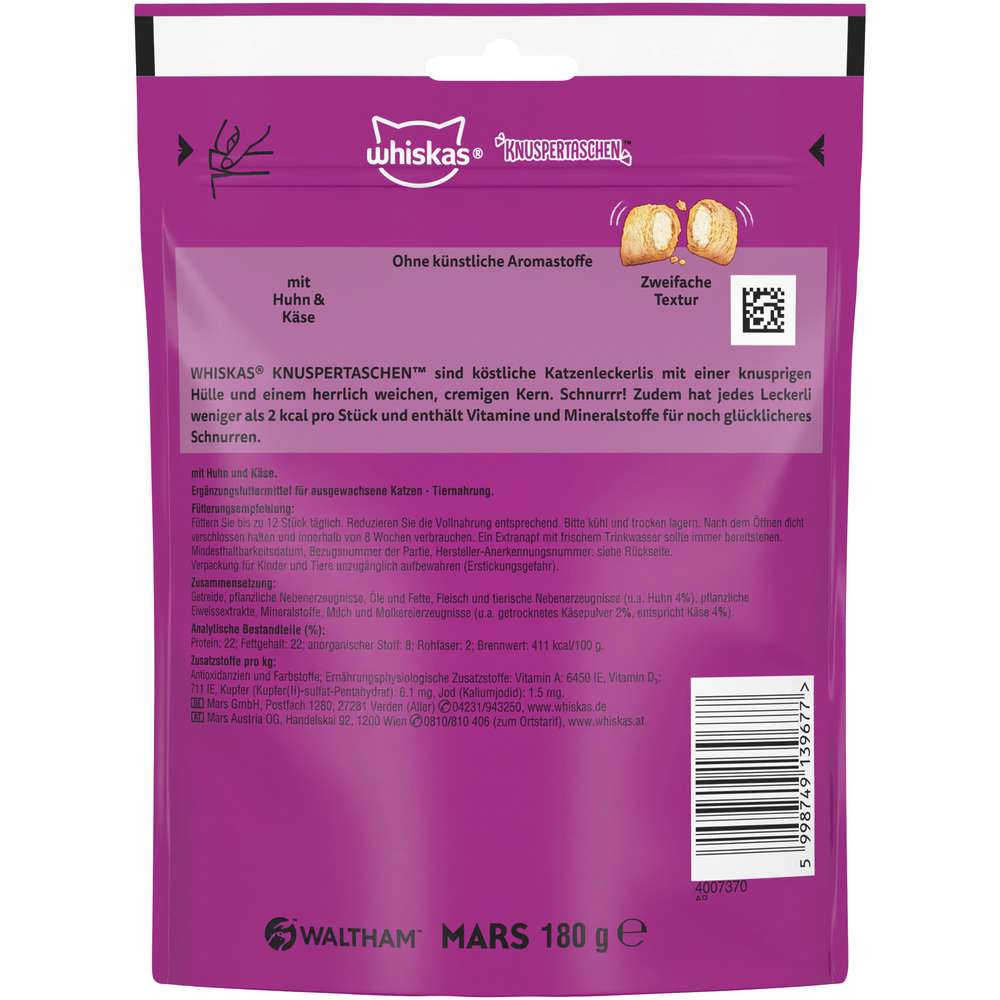 Produktabbildung Whiskas Katzen-Snack Knuspertaschen, Huhn/Käse
