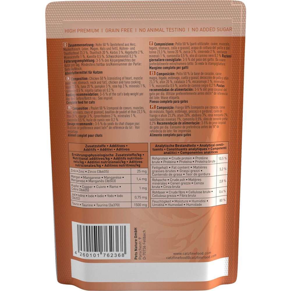 Produktabbildung catz finefood Katzen-Nassfutter N° 25, Huhn/Thunfisch