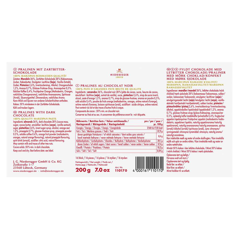 Produktabbildung Niederegger Marzipan Pralinen-Mischung, Klassik