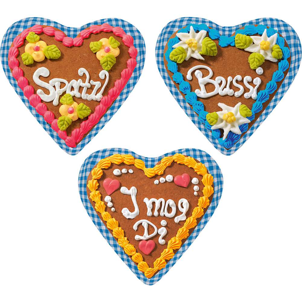 Produktabbildung Heilemann Lebkuchenherz mit Zuckerschrift, sortiert