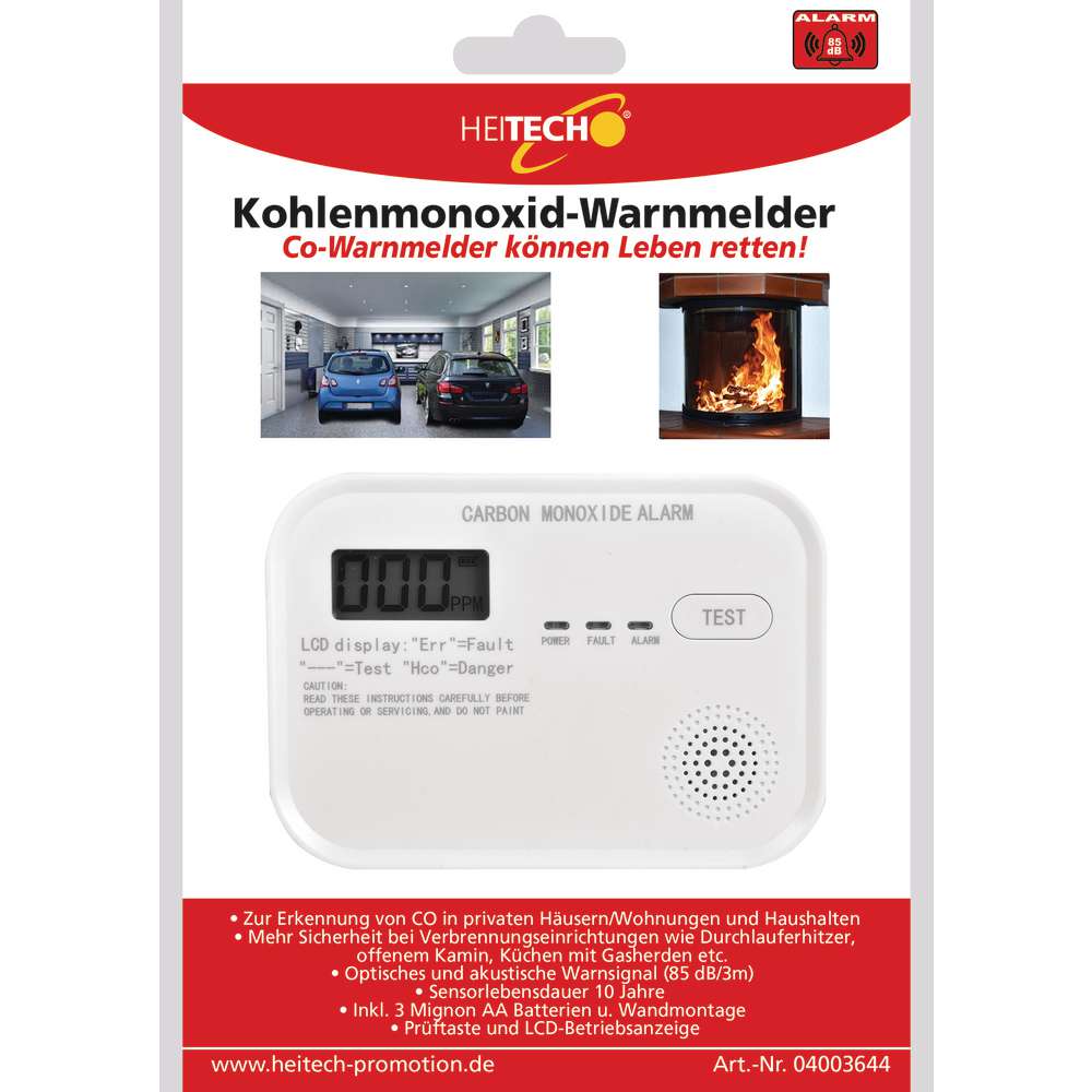 Produktabbildung Heitech Kohlenmonoxidmelder 4003644 