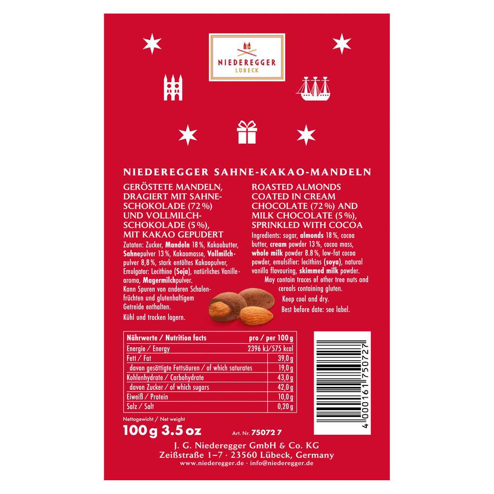 Produktabbildung Niederegger Sahne-Kakao Mandeln