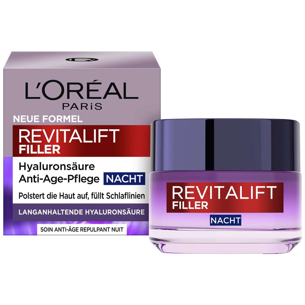 Produktabbildung L'Oreal Paris Nachtcreme, Revitalift, Filler + Hyaluronsäure, Intensiv Aufpolsternde Anti-Age Pflege