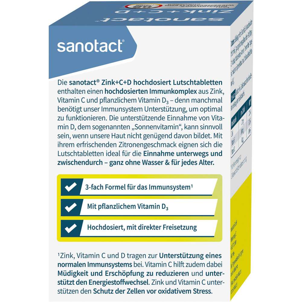 Produktabbildung sanotact Lutschtabletten Zink+C+D
