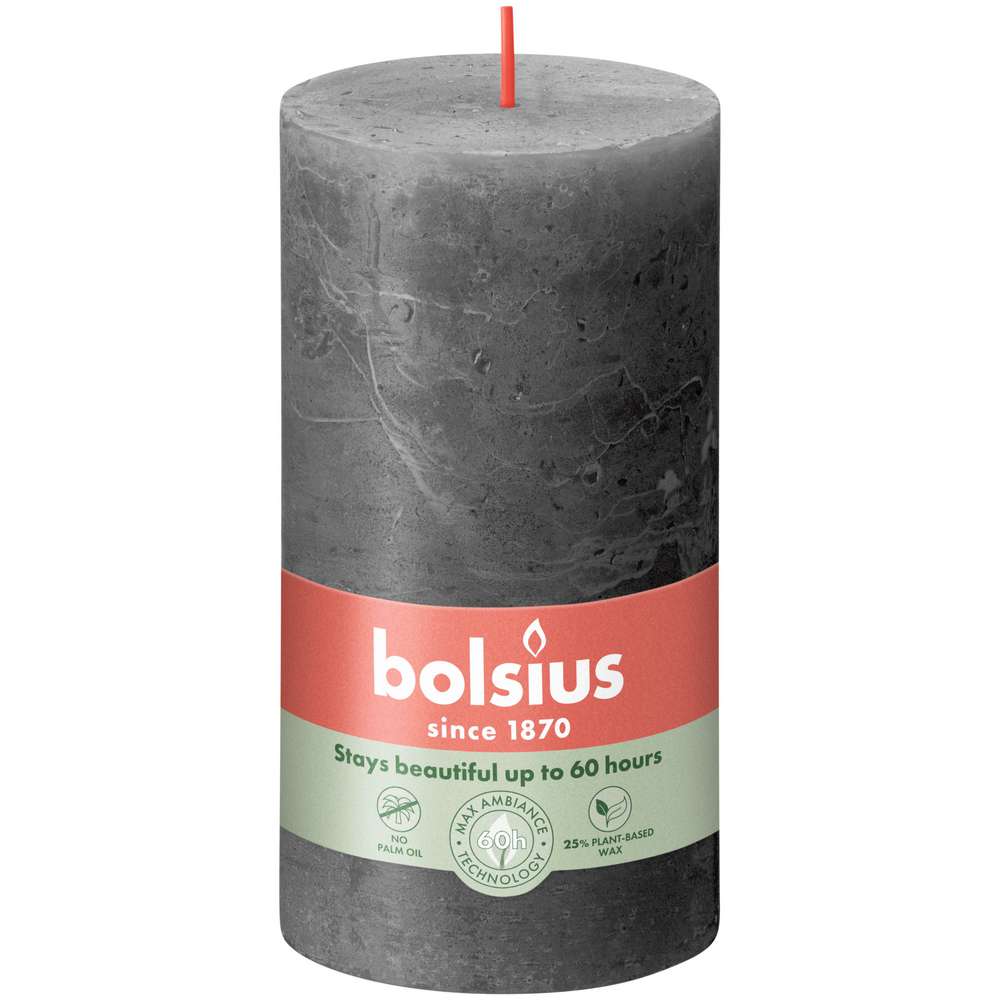 Produktabbildung Bolsius Rustik Kerze 13x6,8cm, stürmisches grau