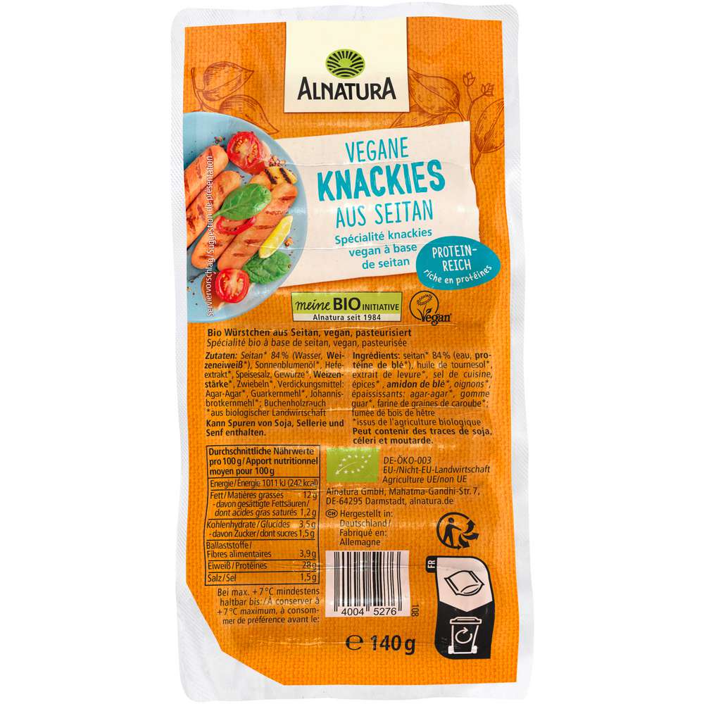 Produktabbildung Alnatura Vegane Würstchen Knackies