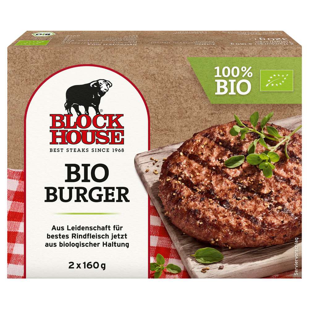 Produktabbildung Block House Bio Burger, Rindfleisch
