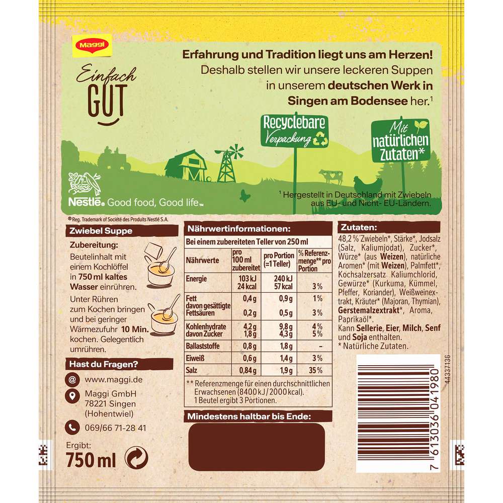 Produktabbildung Maggi Genießer Suppe, Zwiebel