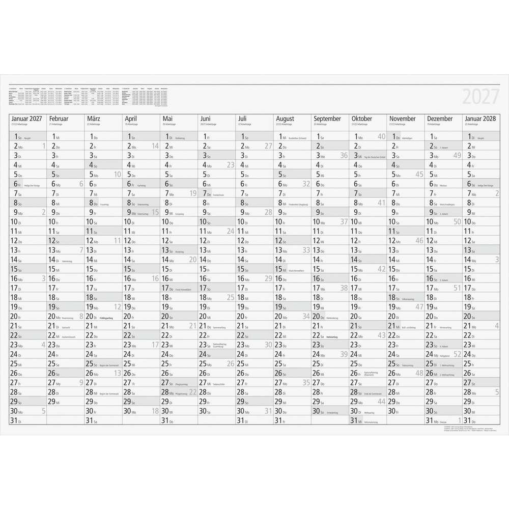 Produktabbildung BRUNNEN Wandkalender 2027 YoungDesign, 86 x 61 cm