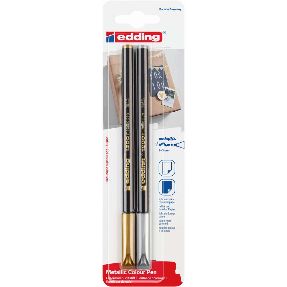 Produktabbildung Edding Fasermaler Metallic, Gold/Silber