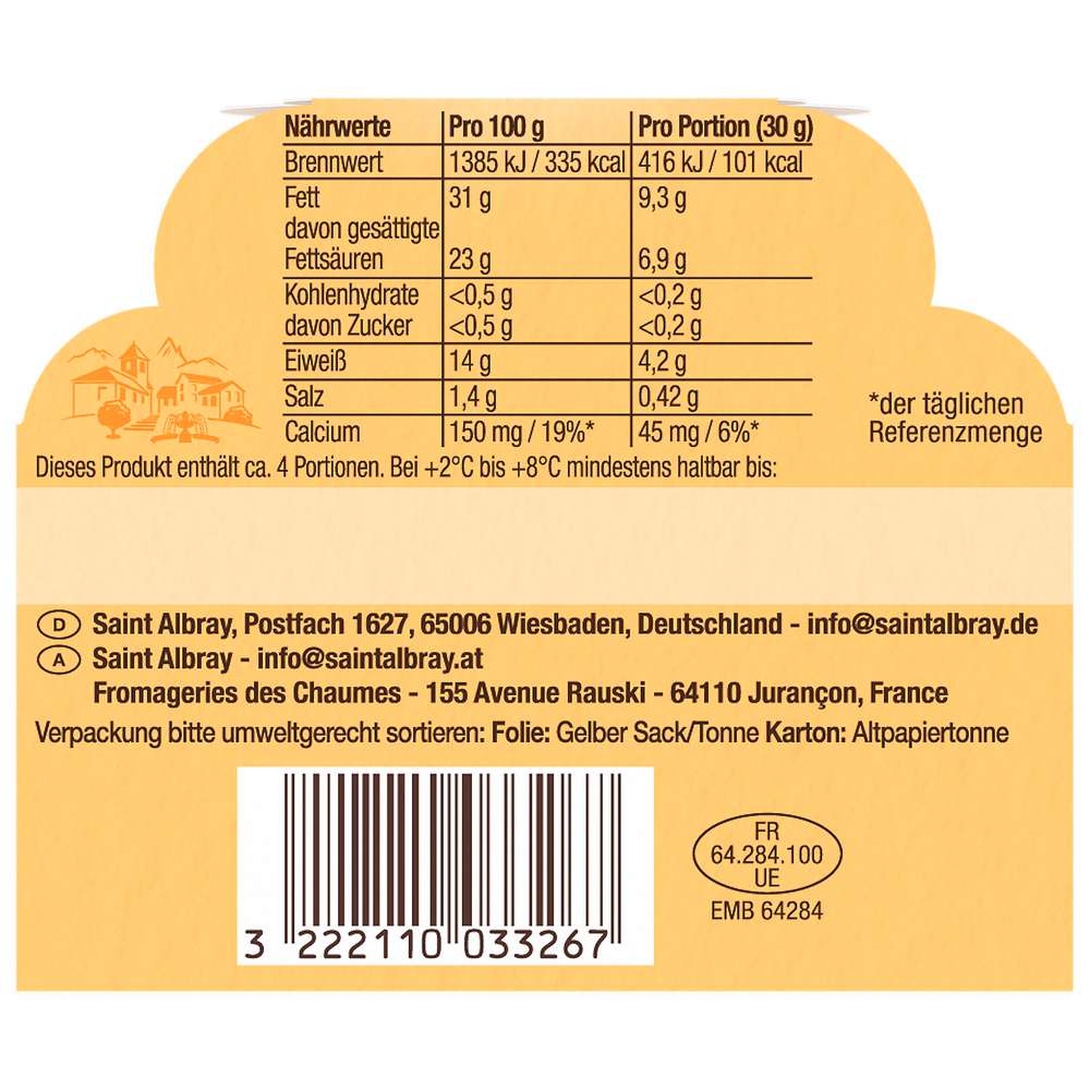 Produktabbildung Saint Albray Weichkäse, der kleine Cremige