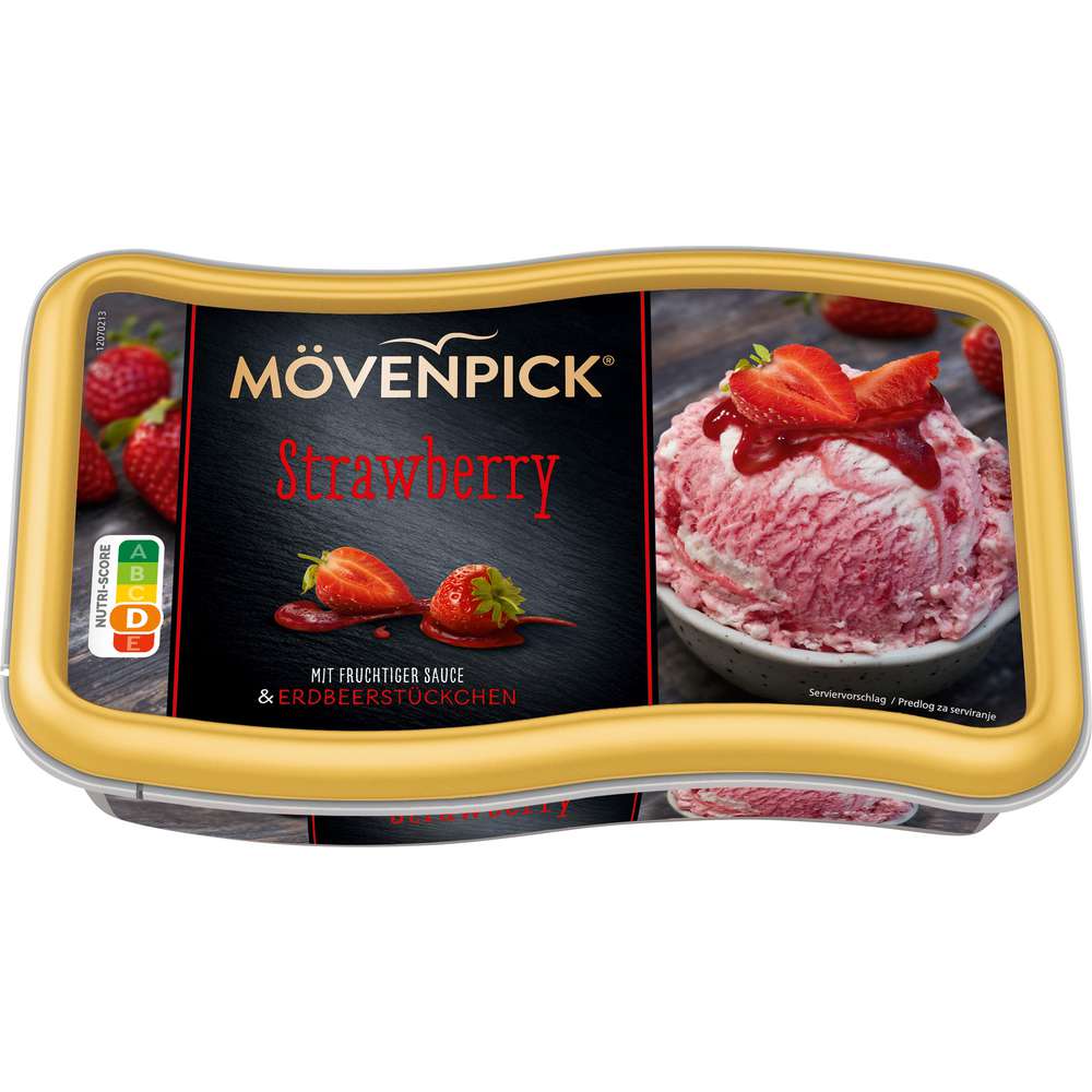 Produktabbildung Mövenpick Eis, Strawberry, mit fruchtiger Sauce & Erdbeerstückchen 