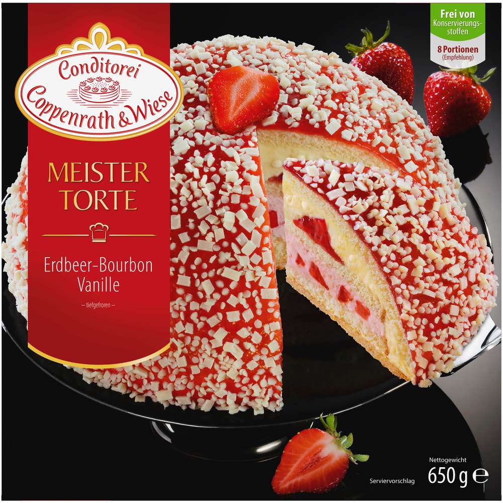 Produktabbildung Conditorei Coppenrath & Wiese Meistertorte Erdbeer-Bourbon-Vanille, tiefgekühlt