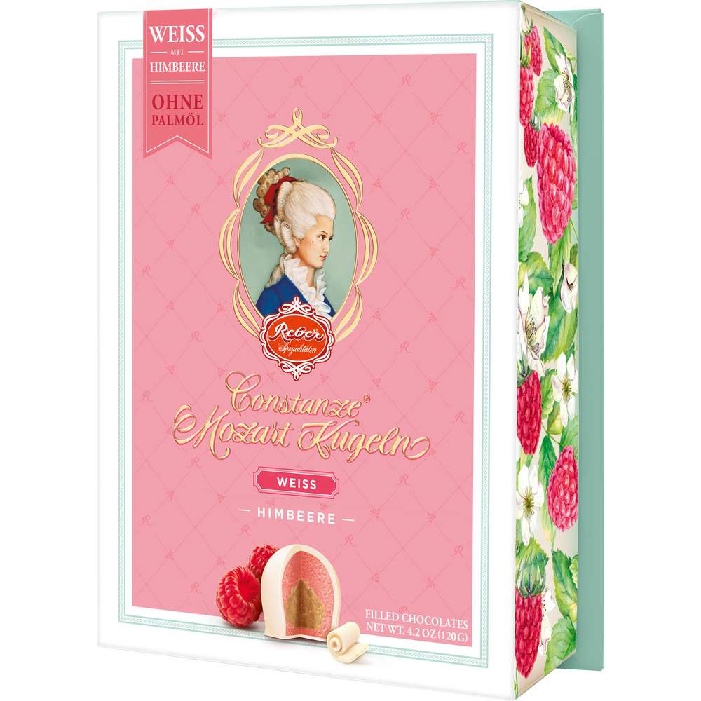 Produktabbildung Reber Mozartkugeln, Weiß mit Himbeere