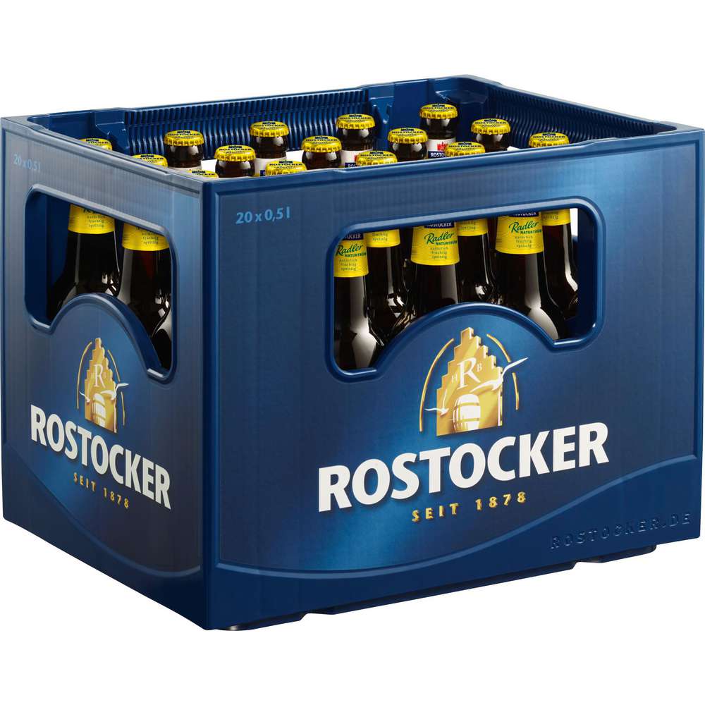 Produktabbildung Rostocker Biermischgetränk, Radler naturtrüb 2,5% (20x 0,500 Liter)
