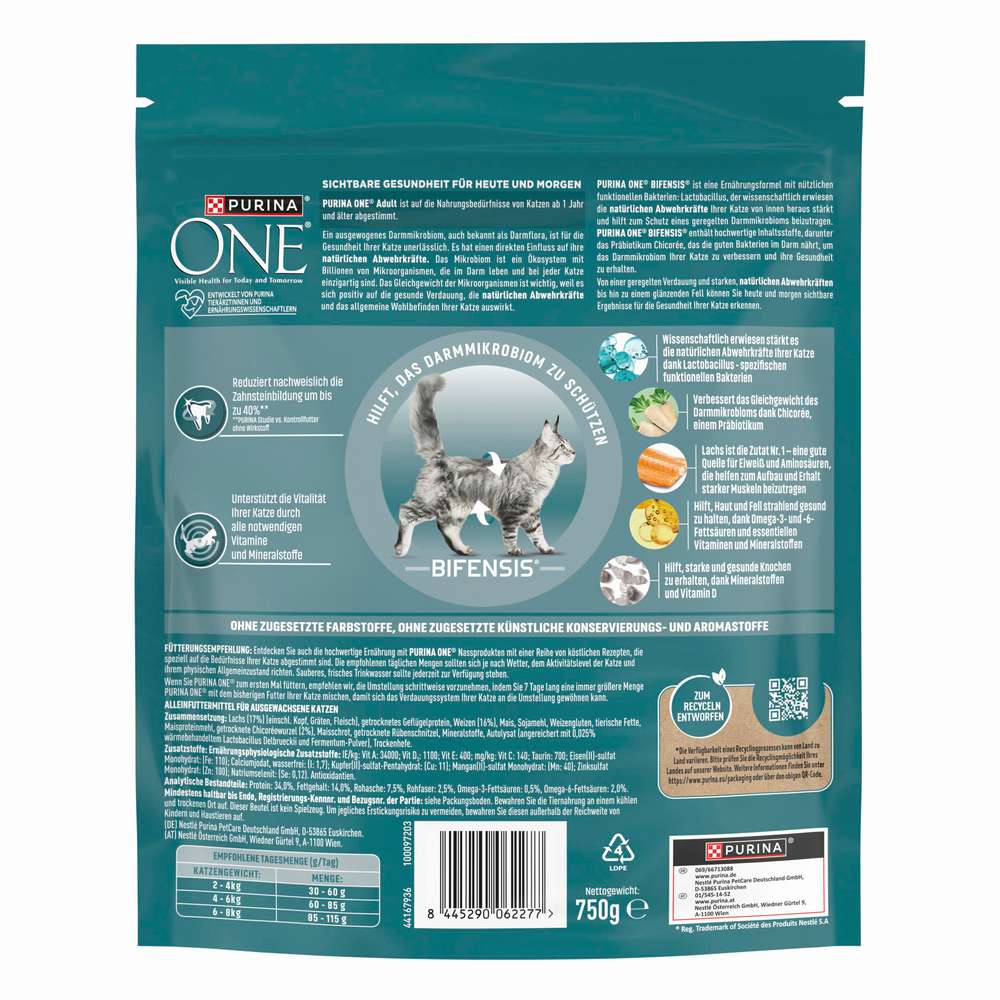 Produktabbildung Purina Katzen-Trockenfutter One, Adult Lachs