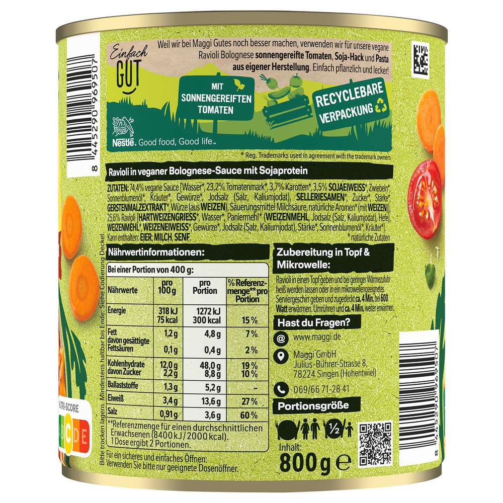 Produktabbildung Maggi Vegane Ravioli, Soja-Hack