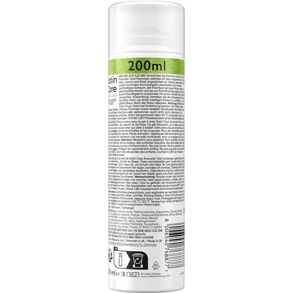 Produktabbildung Gillette Rasiergel Satin Care, Avocado