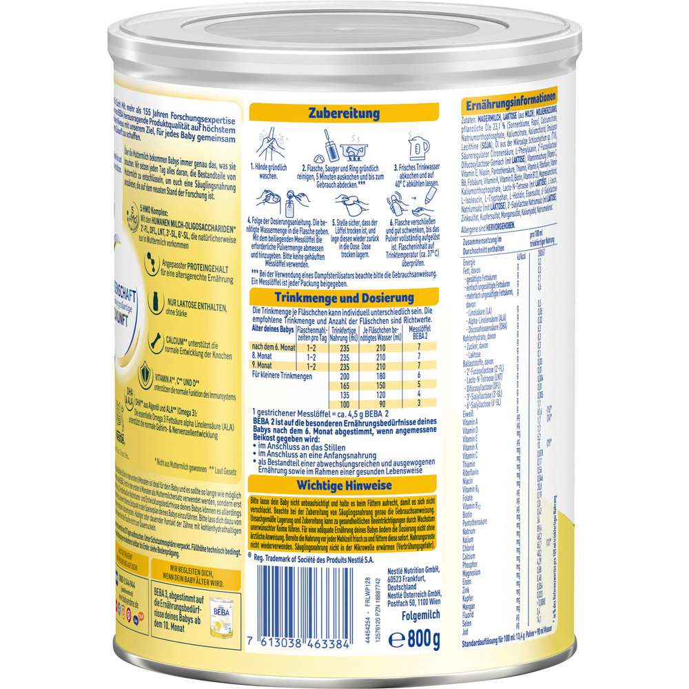 Produktabbildung Nestle Beba Folgemilch 2 nach dem 6.Monat