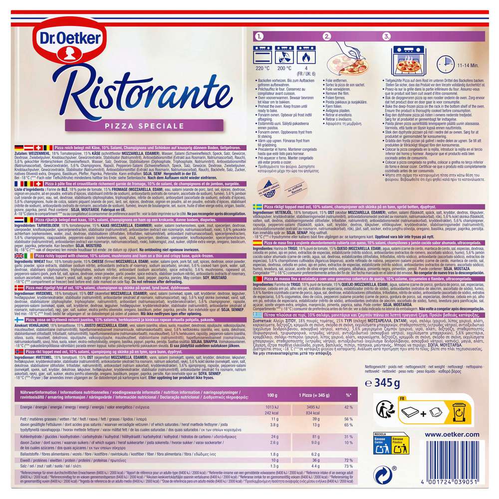 Produktabbildung Dr. Oetker Pizza Ristorante Speciale, tiefgekühlt