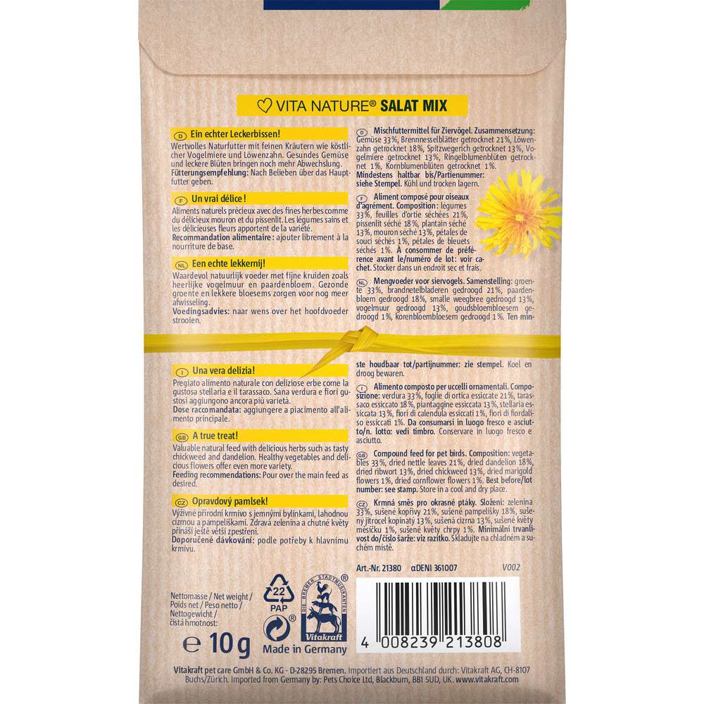 Produktabbildung Vitakraft Vogel Snack Vita Nature, Salat Mix