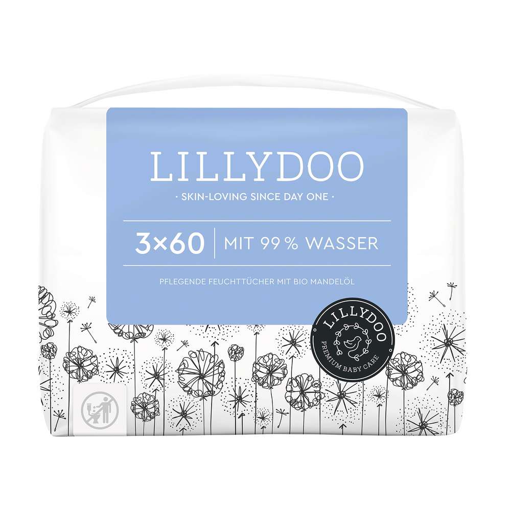 Produktabbildung Lillydoo Feuchttücher 99% Wasser, mit Bio-Mandelöl
