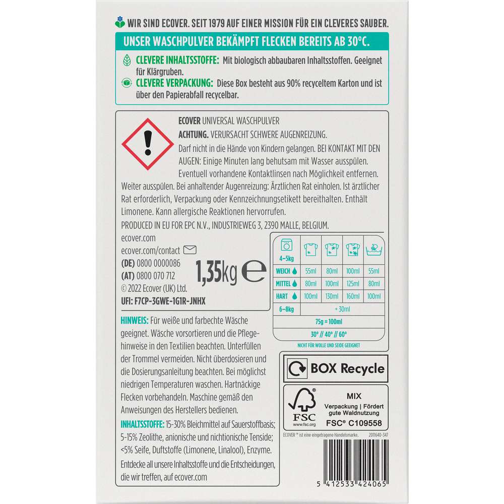 Produktabbildung Ecover Universal-Waschmittel, Pulver