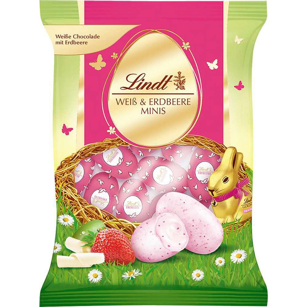 Produktabbildung Lindt Schoko-Ostereier, Minis, Weiß/Erdbeere