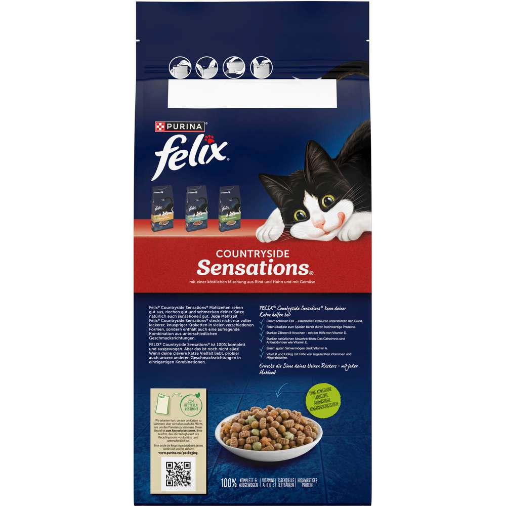 Produktabbildung Felix Katzen-Trockenfutter Countryside Sensations, Huhn/Rind/Gemüse