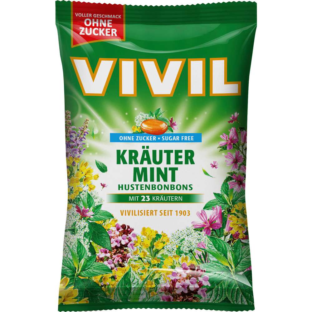 Produktabbildung Vivil Hustenbonbons, Kräuter Mint, ohne Zucker