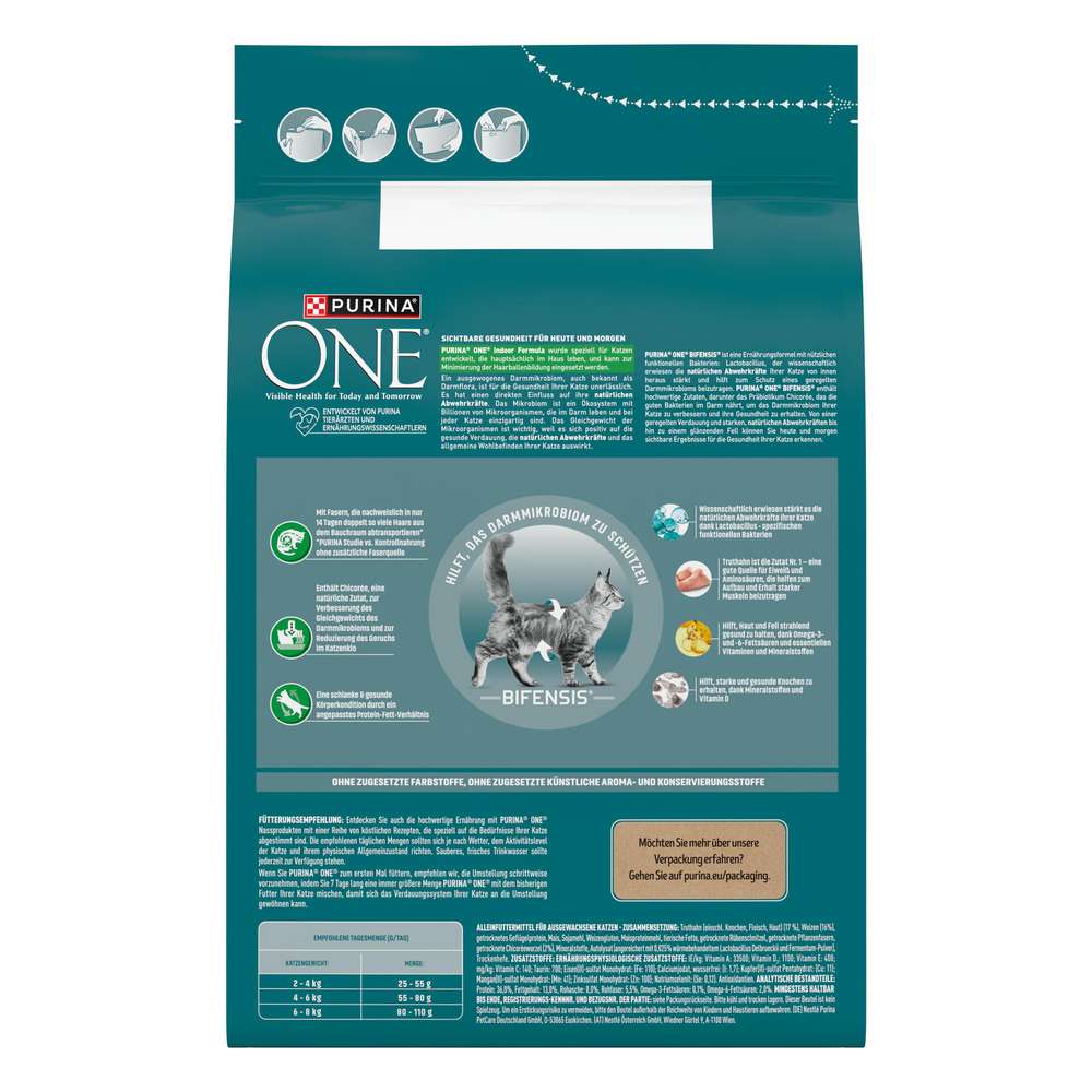 Produktabbildung Purina Katzen-Trockenfutter One, Bifensis, Indoor Formula Truthahn