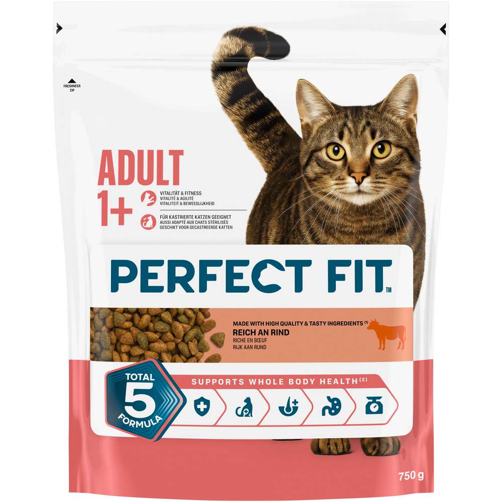 Produktabbildung Perfect Fit Katzen-Trockenfutter, Active, Rind