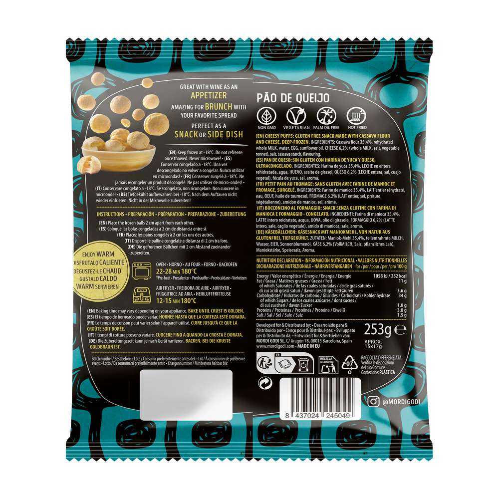 Produktabbildung Mordi & Godi Cheesy Puffs Pao de Queijo, Traditonal