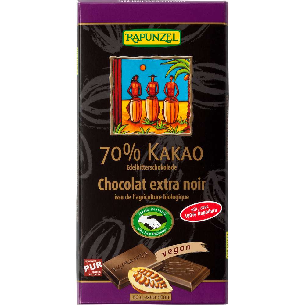 Produktabbildung Rapunzel Tafelschokolade, Extra Noir 70 % Kakao