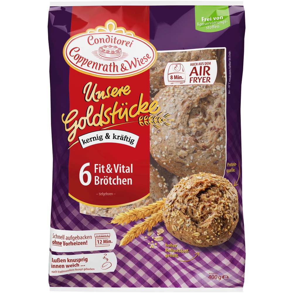 Produktabbildung Conditorei Coppenrath & Wiese Brötchen kernig & kräftig 6 Vital, tiefgekühlt
