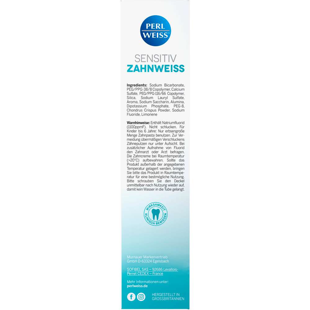 Produktabbildung Perlweiss Zahncreme Sensitiv Zahnweiss