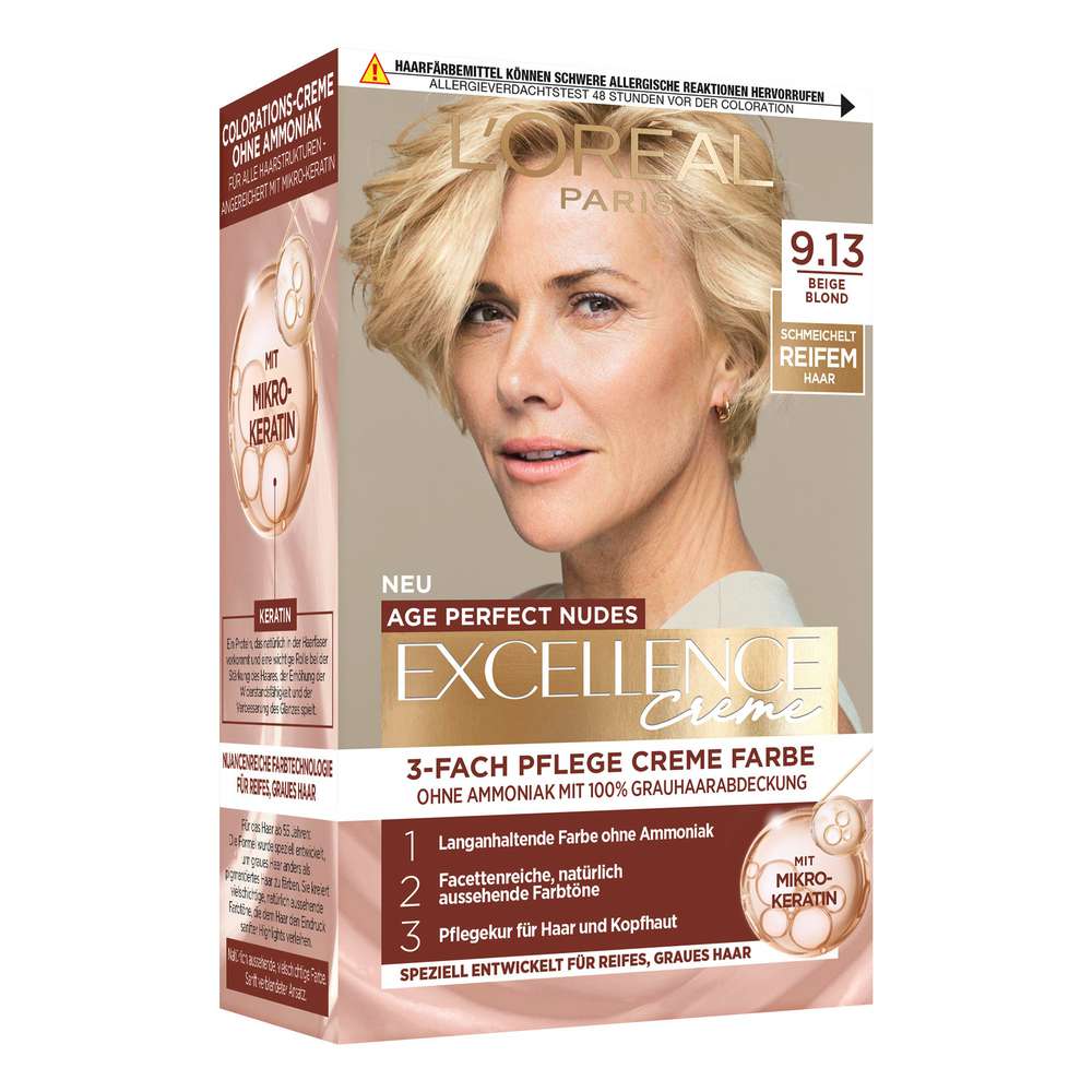 Produktabbildung L'Oreal Paris Haarfarbe Excellence Age Perfect, 9.13 Beige Blond