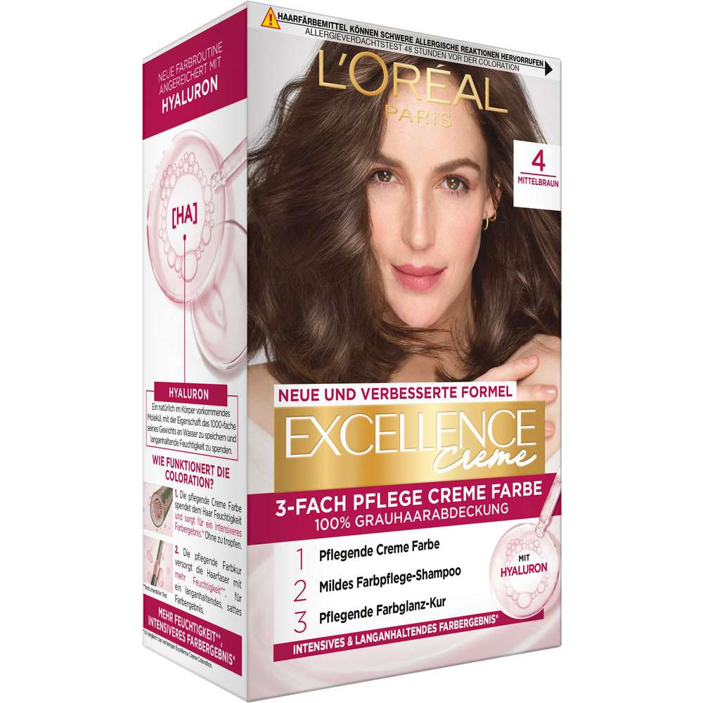 Produktabbildung L'Oreal Paris Haarfarbe Excellence, 4 Mittelbraun