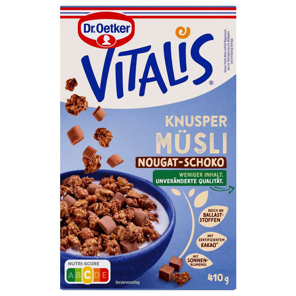 Produktabbildung Dr. Oetker Vitalis Knusper Müsli Nougat-Schoko