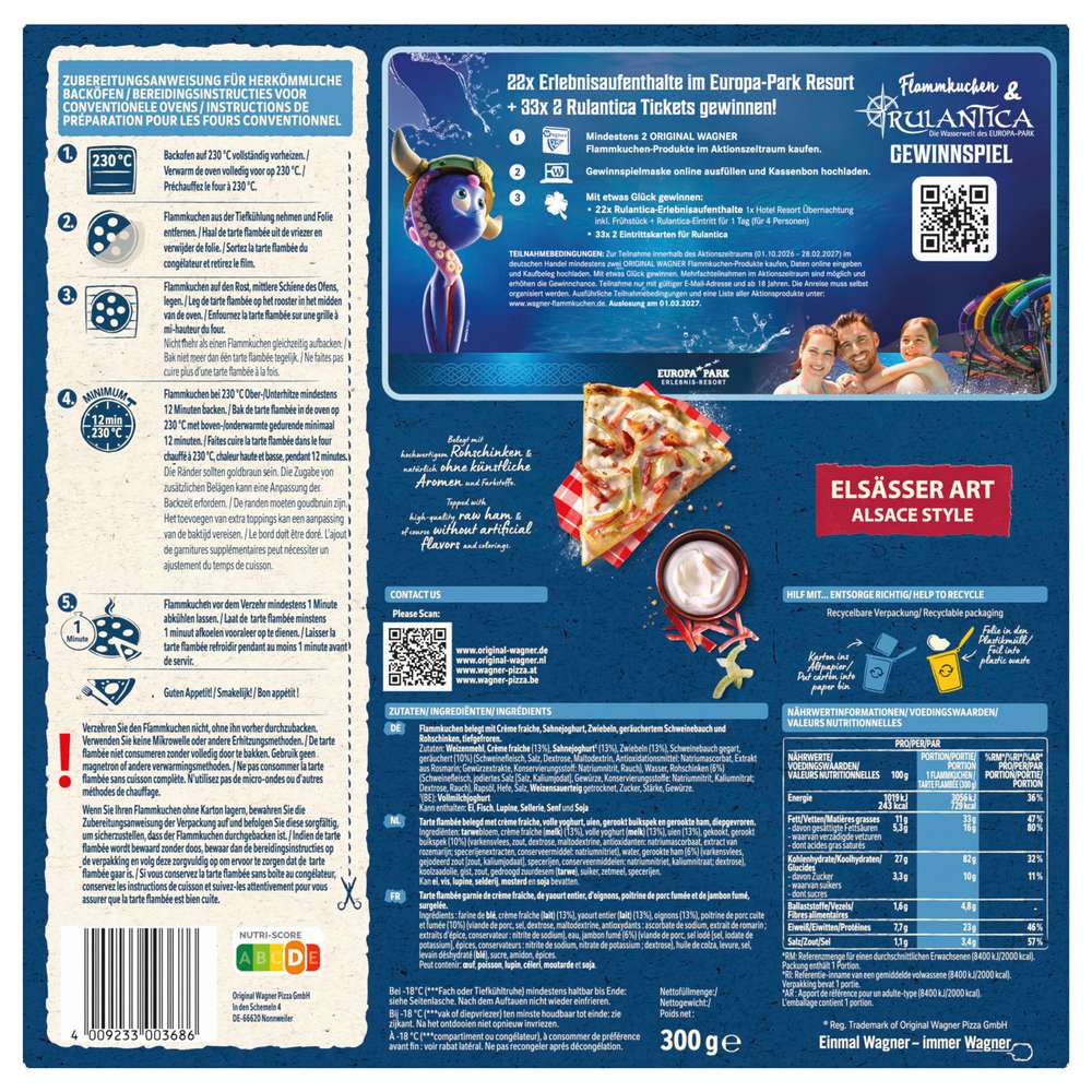 Produktabbildung Wagner Flammkuchen Elsässer Art, tiefgekühlt