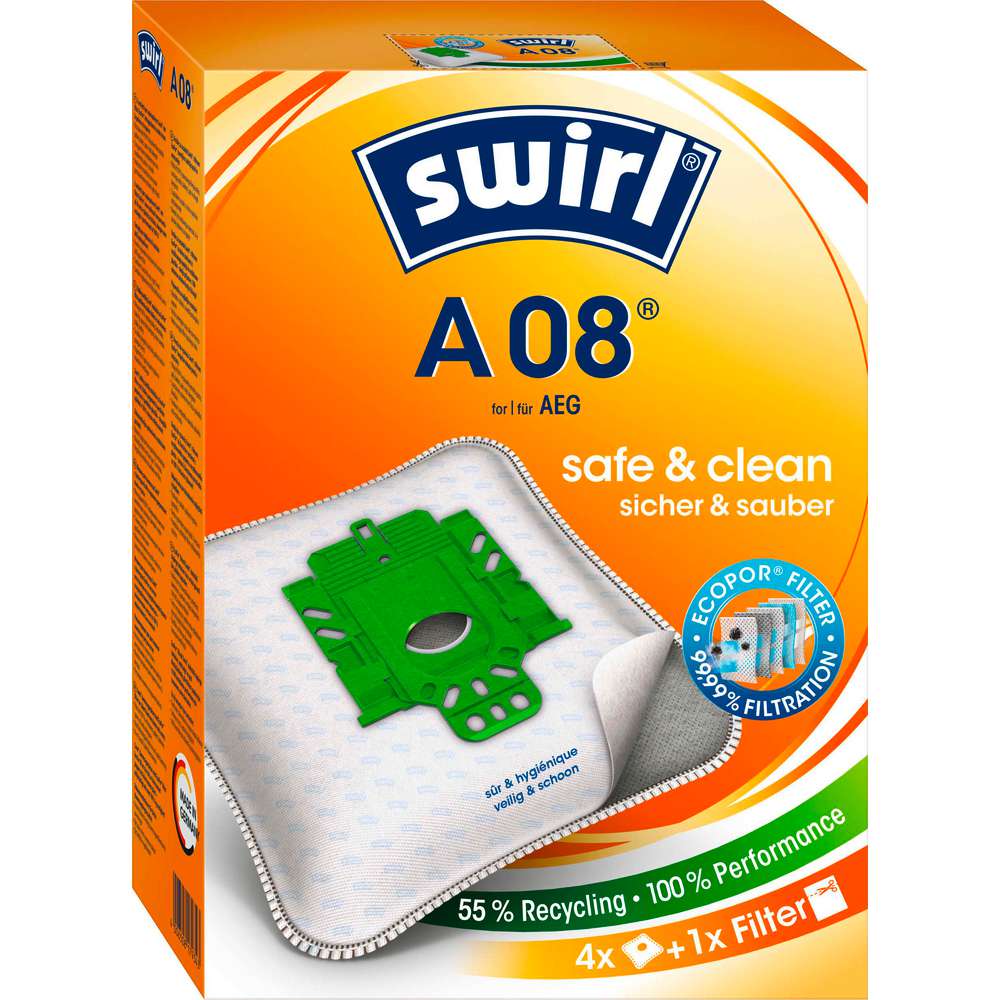 Produktabbildung Swirl Staubsaugerbeutel A 08, safe & clean