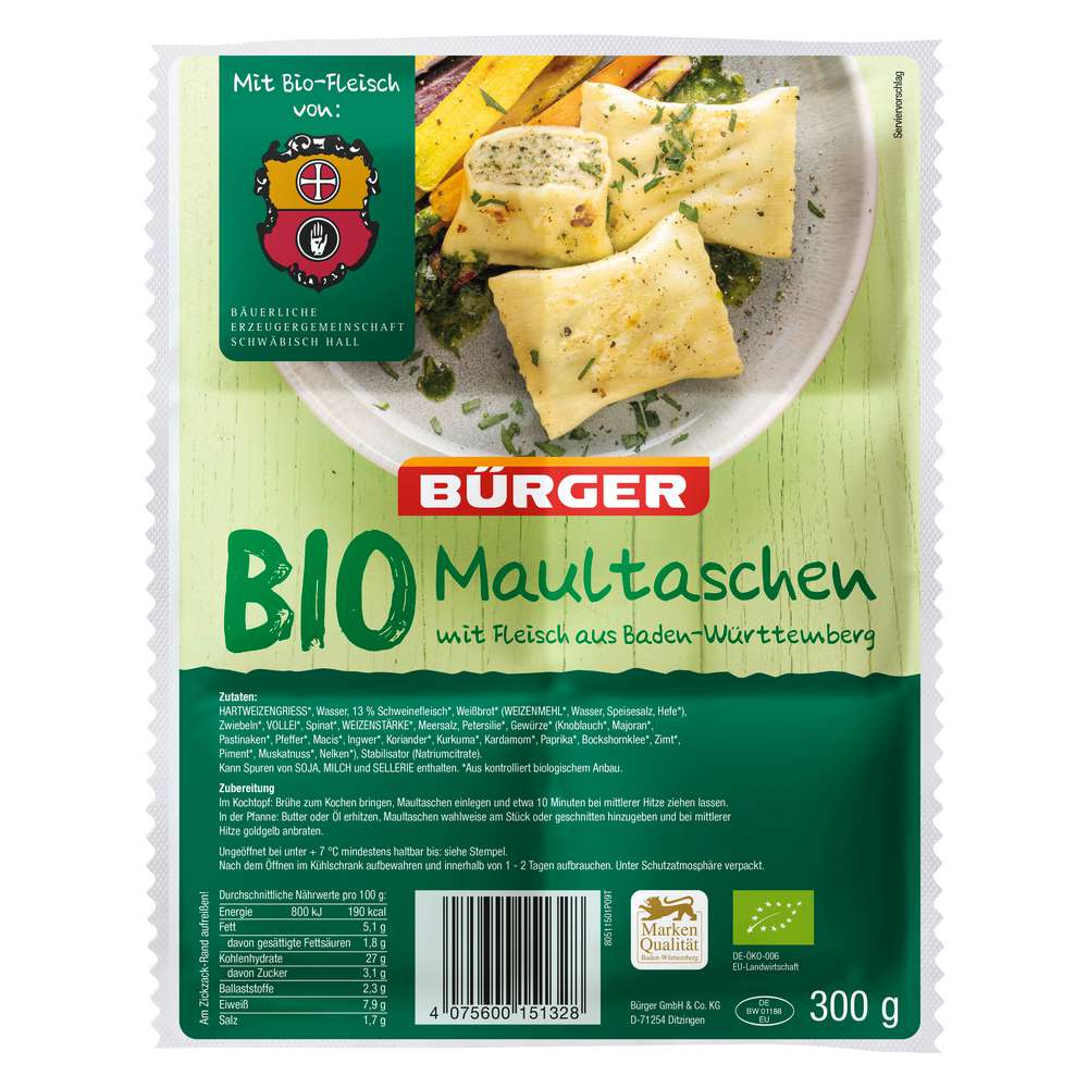 Produktabbildung Bürger Bio Maultaschen