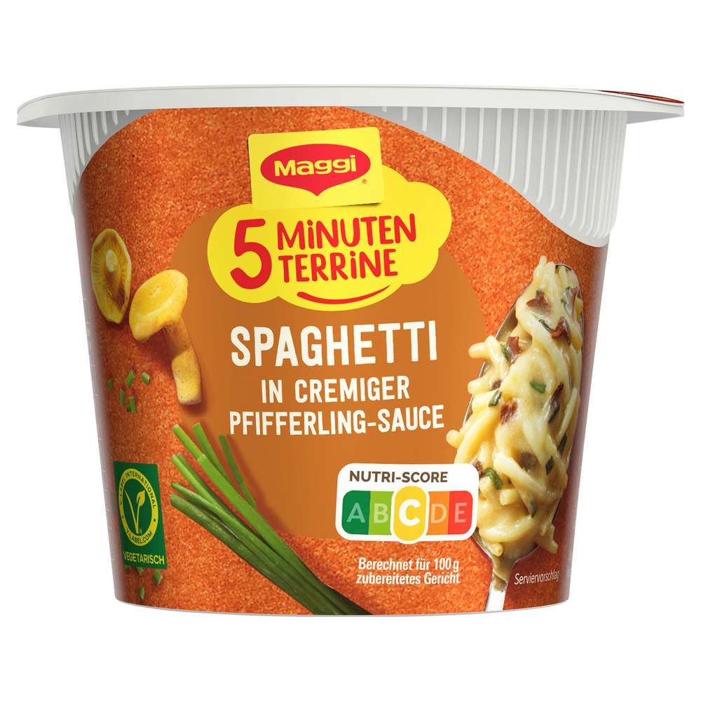 Produktabbildung Maggi 5 Minuten Terrine, Spaghetti in Pfifferling-Rahmsauce