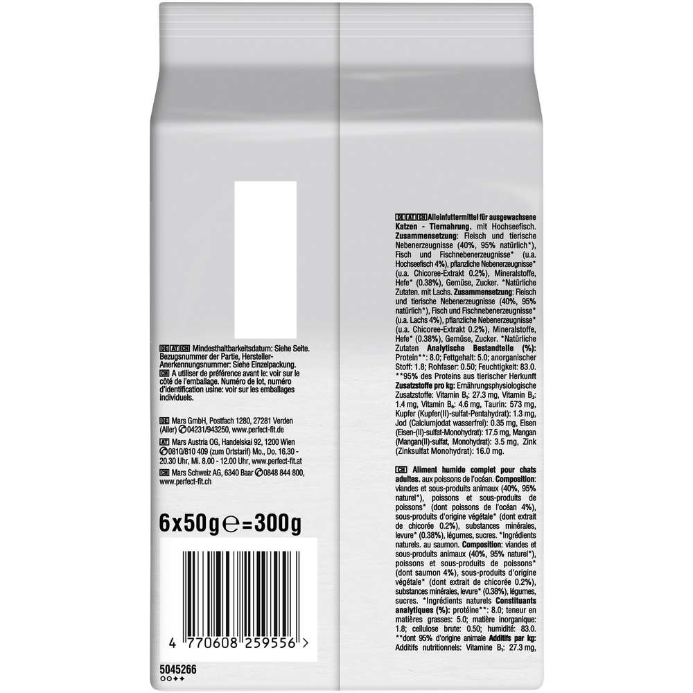 Produktabbildung Perfect Fit Natural Vitality Katzen-Nassfutter, Seefisch/Lachs